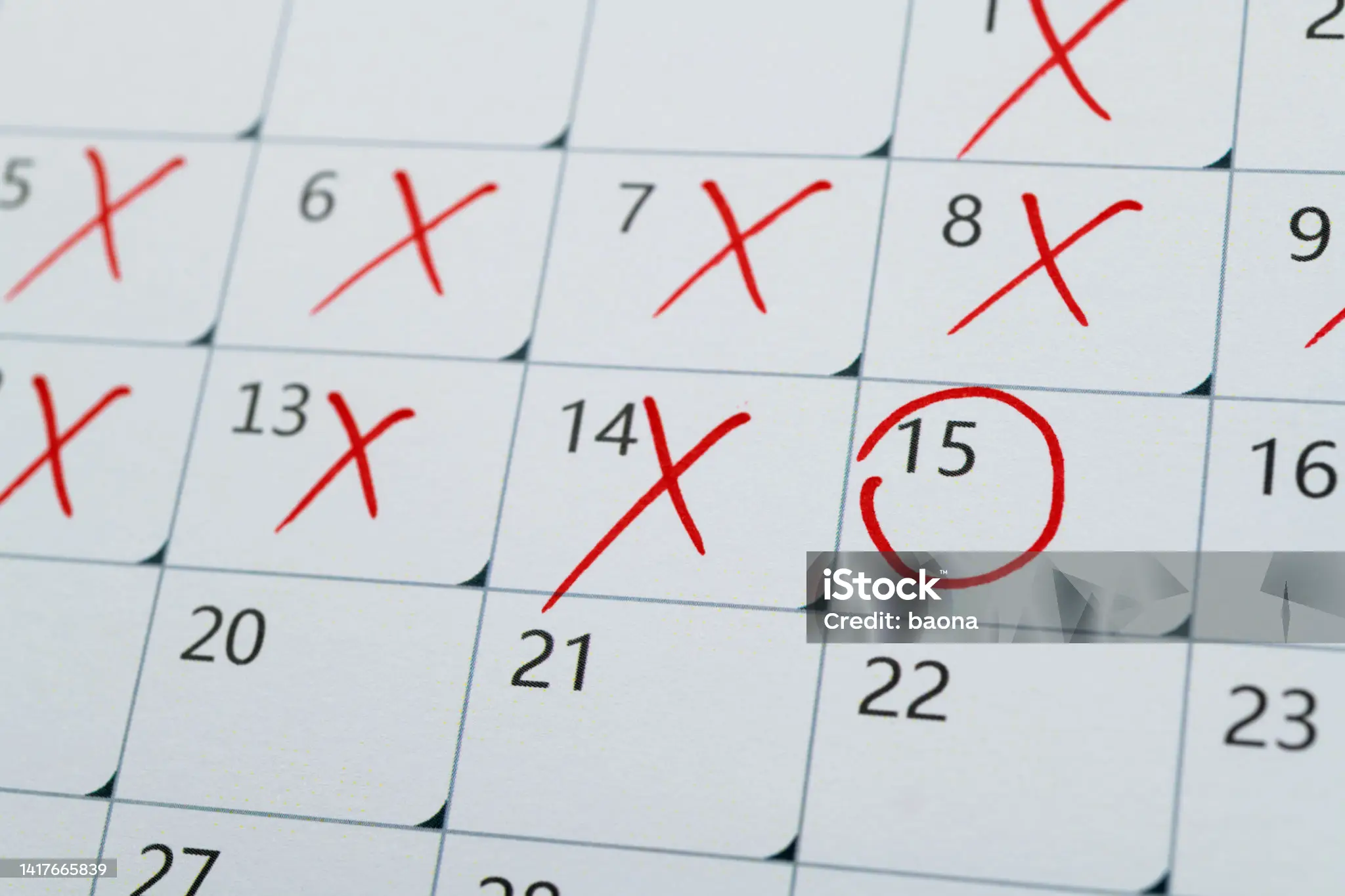 Calendar marked with scheduled tax payments